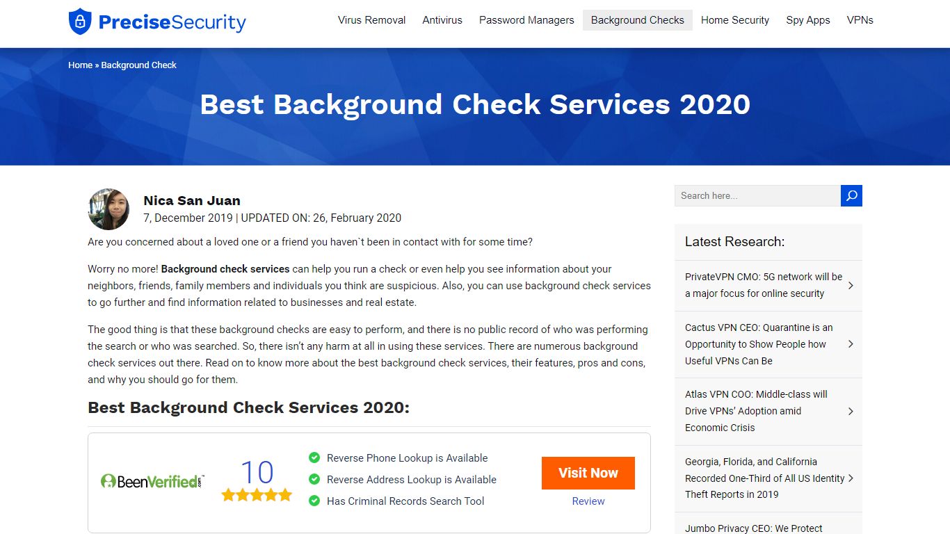 Best Background Check Services 2020 - PreciseSecurity.com